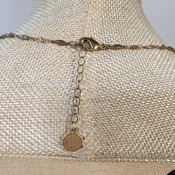 Bou Cou Long Boho Necklace Gold Tone thin chain with Yarn Fan Tassel - Picture 8 of 17